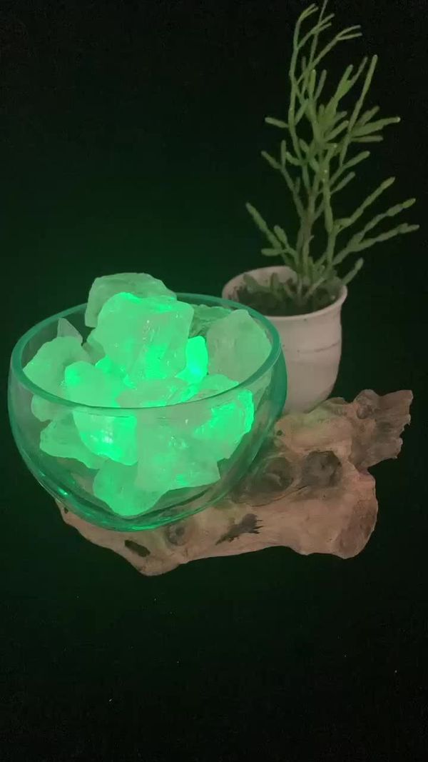 Slump Bowl with Quartz Crystals and Rainbow Light