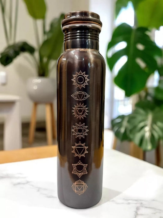100% Copper Water Bottle - Black 7 Chakra