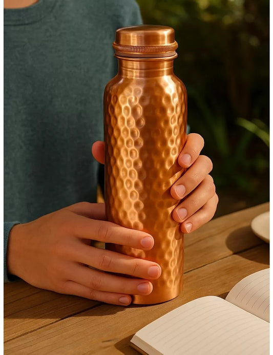 100% Copper Water Bottle - Hammered
